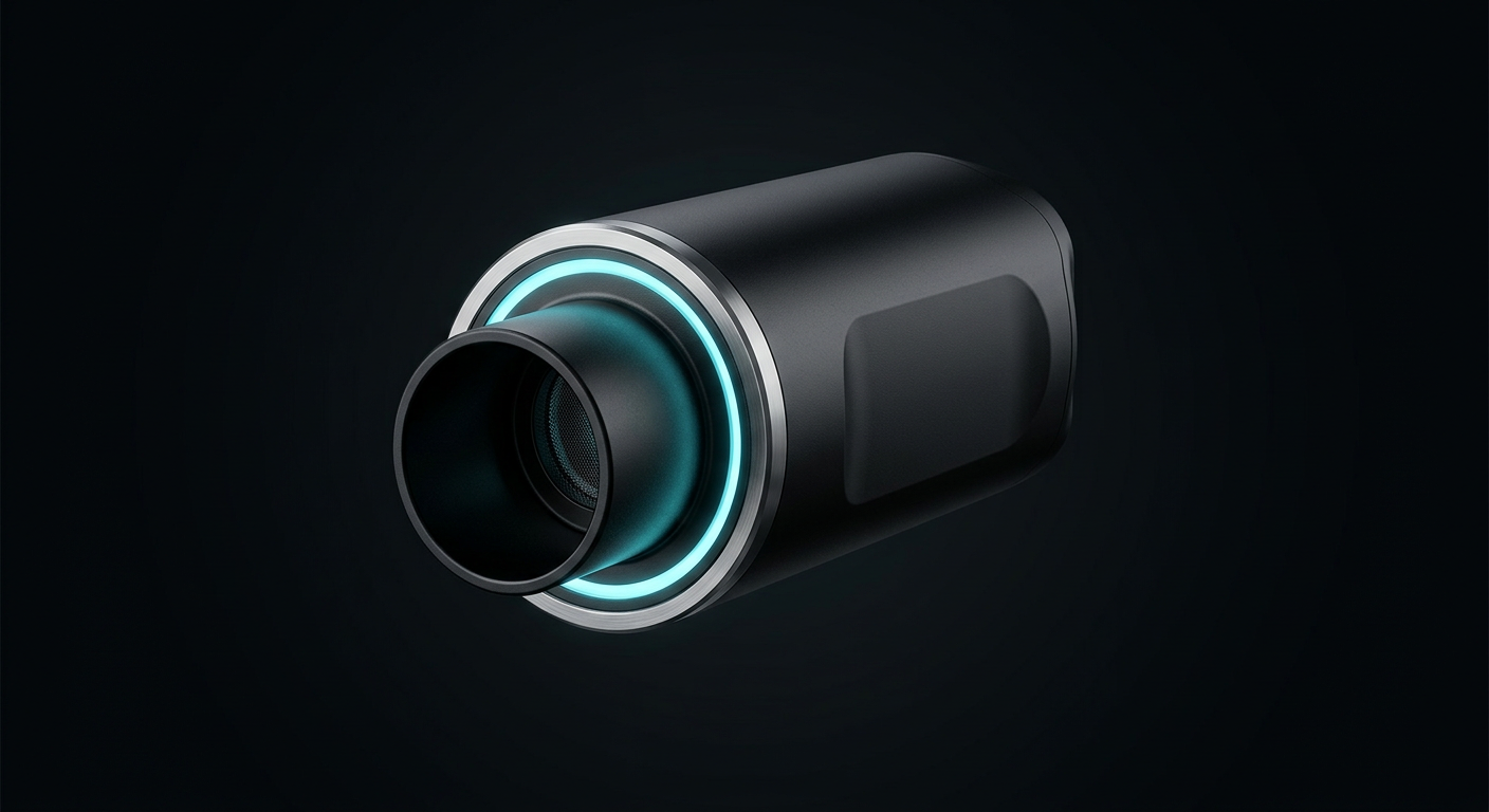 ONYX connected respiratory monitoring device, matte black body with brushed silver bezel and cyan light ring